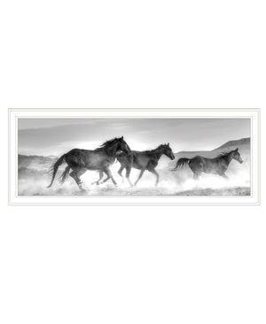 HomeRoots Horses Rolling By Framed Print Wall Art – Rustic Charm for Modern Farmhouse Style Decor White 529960
