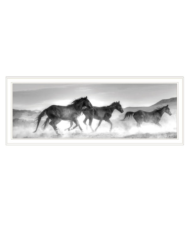 HomeRoots Horses Rolling By Framed Print Wall Art – Rustic Charm for Modern Farmhouse Style Decor White 529960