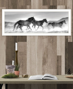 HomeRoots Horses Rolling By Framed Print Wall Art – Rustic Charm for Modern Farmhouse Style Decor White 529960