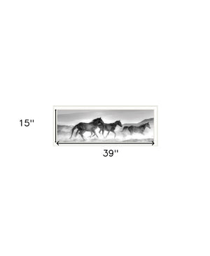 HomeRoots Horses Rolling By Framed Print Wall Art – Rustic Charm for Modern Farmhouse Style Decor White 529960