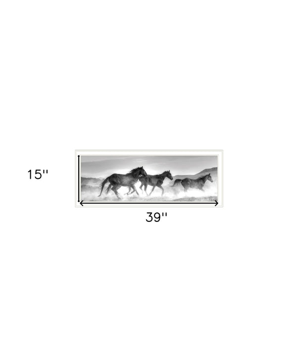 HomeRoots Horses Rolling By Framed Print Wall Art – Rustic Charm for Modern Farmhouse Style Decor White 529960