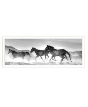 HomeRoots Horses Rolling By Framed Print Wall Art – Rustic Charm for Modern Farmhouse Style Decor White 529960