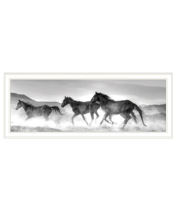 HomeRoots Horses Rolling By Framed Print Wall Art – Rustic Charm for Modern Farmhouse Style Decor White 529960