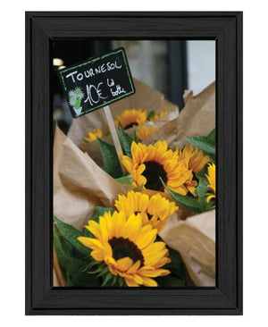 Homeroots Sunflower Bouquet Black Framed Print Wall Art - Rustic Farmhouse Decor For Stylish Home Accents  Wood 529963
