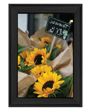 Homeroots Sunflower Bouquet Black Framed Print Wall Art - Rustic Farmhouse Decor For Stylish Home Accents  Wood 529963