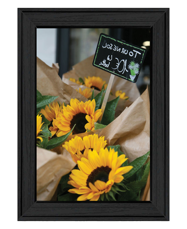 Homeroots Sunflower Bouquet Black Framed Print Wall Art - Rustic Farmhouse Decor For Stylish Home Accents  Wood 529963