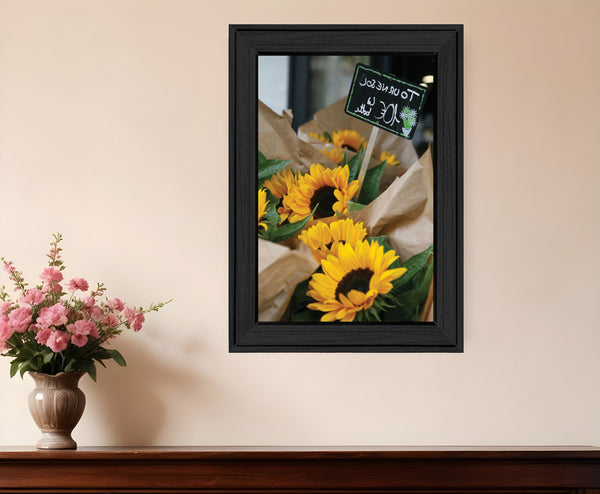 Homeroots Sunflower Bouquet Black Framed Print Wall Art - Rustic Farmhouse Decor For Stylish Home Accents  Wood 529963