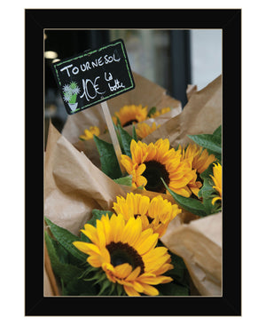 Homeroots Sunflower Bouquet Black Framed Print Wall Art Black Wood 529964