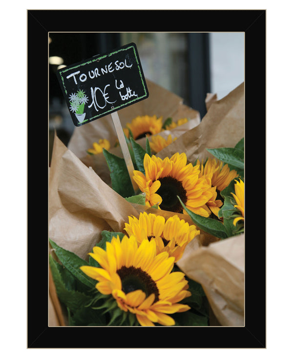 Homeroots Sunflower Bouquet Black Framed Print Wall Art Black Wood 529964