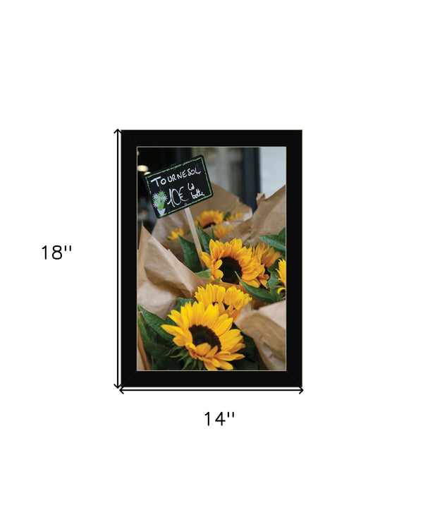 Homeroots Sunflower Bouquet Black Framed Print Wall Art Black Wood 529964