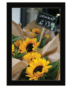 Homeroots Sunflower Bouquet Black Framed Print Wall Art Black Wood 529964