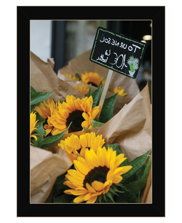 Homeroots Sunflower Bouquet Black Framed Print Wall Art Black Wood 529964