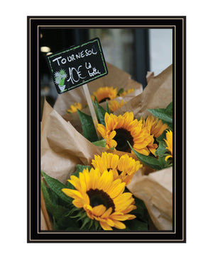 Homeroots Sunflower Bouquet Black Framed Print Wall Art Black And Gold Wood 529965
