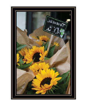 Homeroots Sunflower Bouquet Black Framed Print Wall Art Black And Gold Wood 529965