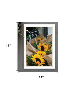 Homeroots Sunflower Bouquet White Framed Print Wall Art White Wood 529966