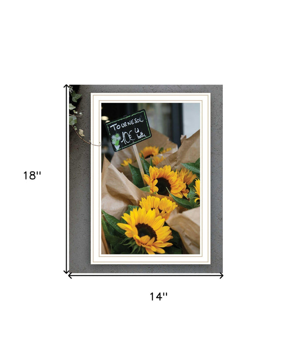 Homeroots Sunflower Bouquet White Framed Print Wall Art White Wood 529966