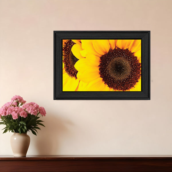 Homeroots Sunflower Portrait Black Framed Print Wall Art  Wood 529967