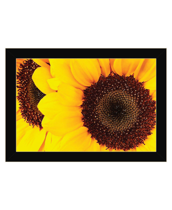 Homeroots Sunflower Portrait Black Framed Print Wall Art Black Wood 529968