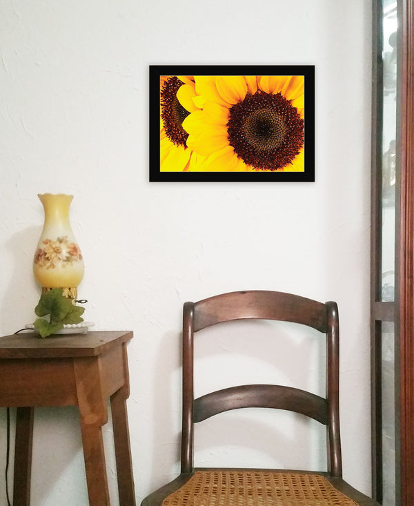 Homeroots Sunflower Portrait Black Framed Print Wall Art Black Wood 529968