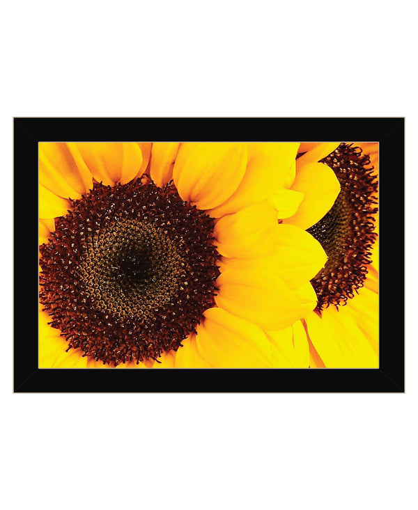 Homeroots Sunflower Portrait Black Framed Print Wall Art Black Wood 529968