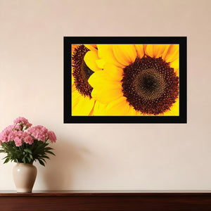 Homeroots Sunflower Portrait Black Framed Print Wall Art Black Wood 529968