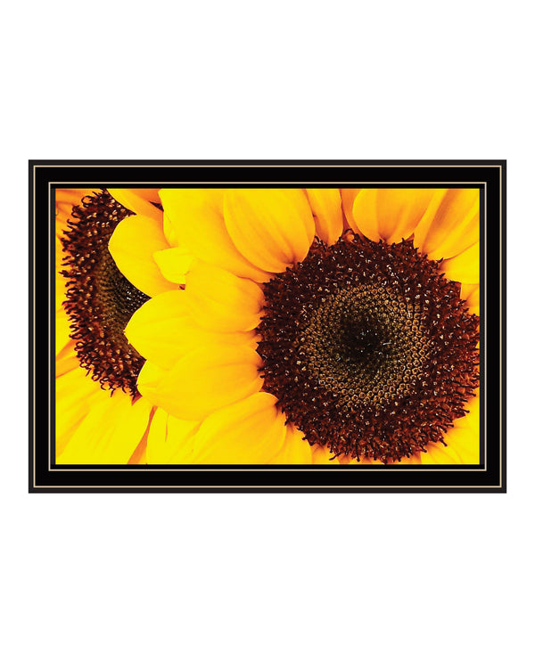 Homeroots Sunflower Portrait Black Framed Print Wall Art Black And Gold Wood 529969