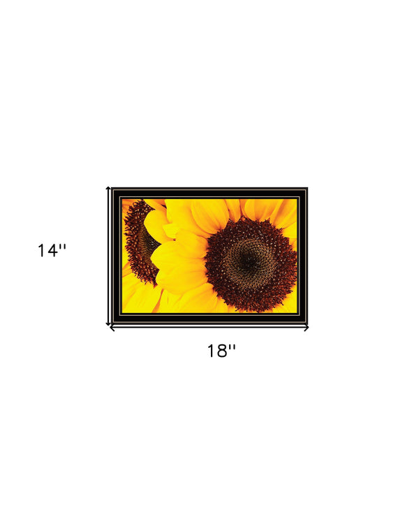 Homeroots Sunflower Portrait Black Framed Print Wall Art Black And Gold Wood 529969