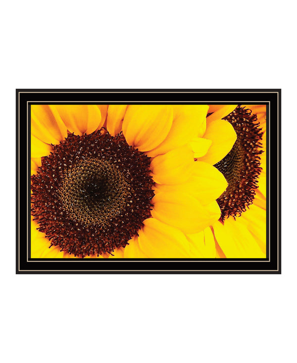 Homeroots Sunflower Portrait Black Framed Print Wall Art Black And Gold Wood 529969