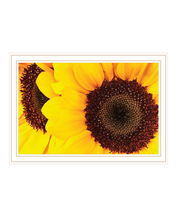 Homeroots Sunflower Portrait White Framed Print Wall Art White Wood 529970