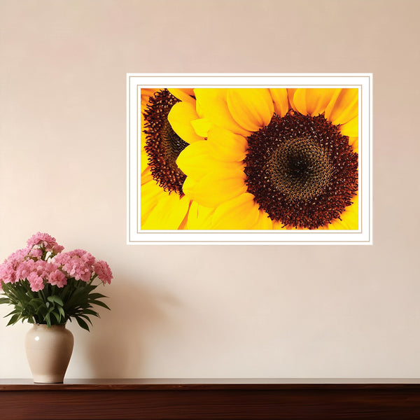 Homeroots Sunflower Portrait White Framed Print Wall Art White Wood 529970