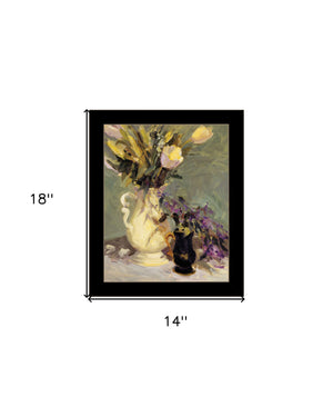 Homeroots Tulips Framed Print Wall Art – Rustic Farmhouse Decor For Stylish Home Interiors And Focal Points Black And Gold Wood 529972