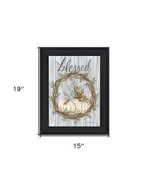 Homeroots Blessed Wreath Black Framed Print Wall Art - Rustic Farmhouse Decor For Stylish Home Walls  Wood 529981