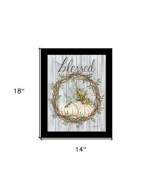 Homeroots Blessed Wreath Framed Wall Art - Rustic Farmhouse Decor For A Stylish Touch To Your Home Black Wood 529982
