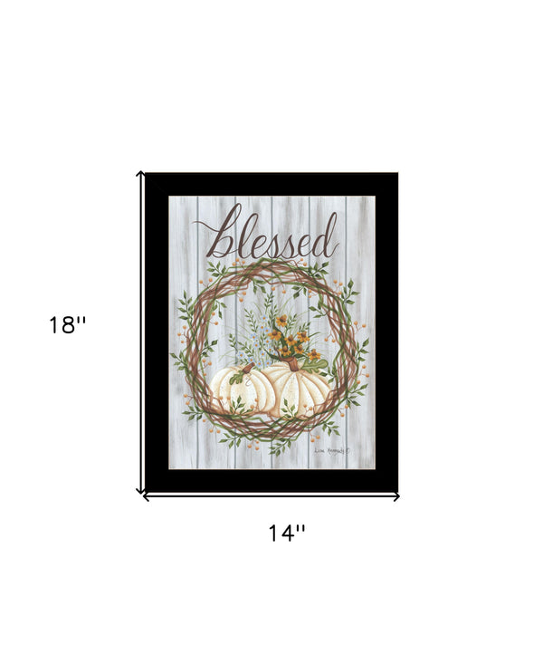 Homeroots Blessed Wreath Framed Wall Art - Rustic Farmhouse Decor For A Stylish Touch To Your Home Black Wood 529982