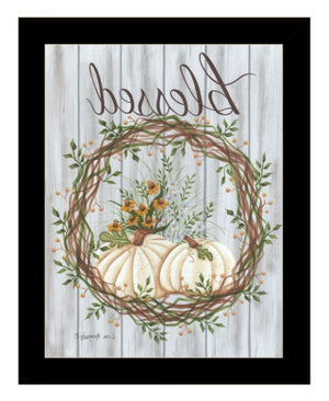 Homeroots Blessed Wreath Framed Wall Art - Rustic Farmhouse Decor For A Stylish Touch To Your Home Black Wood 529982
