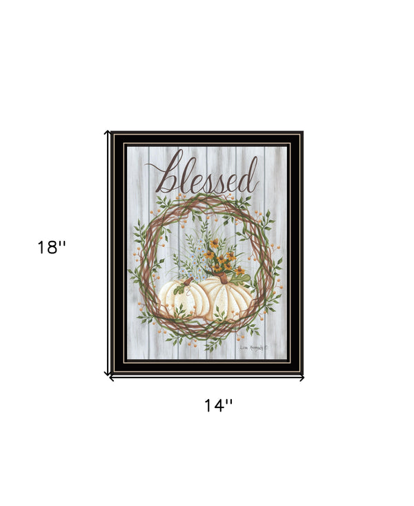 Homeroots Blessed Wreath Framed Wall Art - Rustic Farmhouse Decor For A Stylish Touch To Your Home Black And Gold Wood 529983