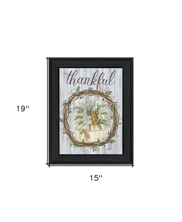 Homeroots Thankful Wreath Black Framed Print Wall Art - Rustic Farmhouse Decor For Stylish Home Interiors  Wood 529985