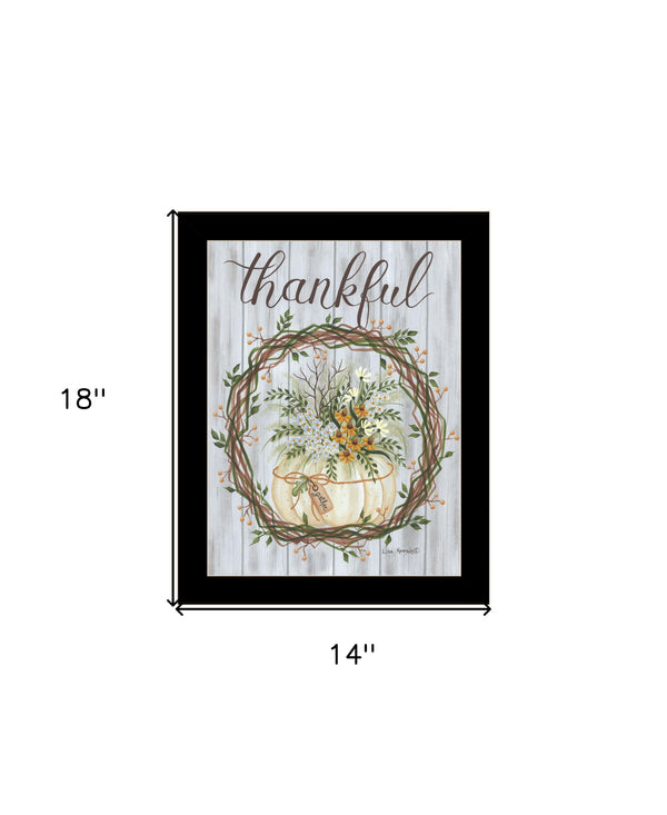 Homeroots Thankful Wreath Rustic Framed Print Wall Art - Trendy Home Decor For Modern Farmhouse Style Black Wood 529986