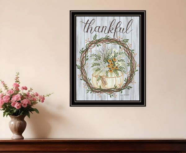 Homeroots Thankful Wreath Rustic Framed Print Wall Art - Trendy Home Decor For Modern Farmhouse Style Black And Gold Wood 529987