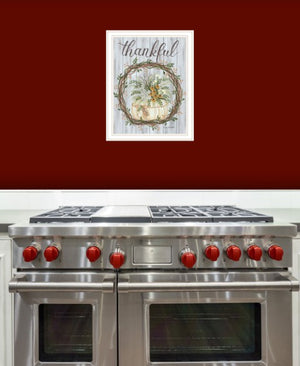 Homeroots Thankful Wreath Rustic Framed Print Wall Art - Trendy Home Decor For Modern Farmhouse Style White Wood 529988