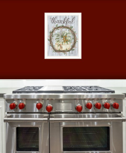 Homeroots Thankful Wreath Rustic Framed Print Wall Art - Trendy Home Decor For Modern Farmhouse Style White Wood 529988