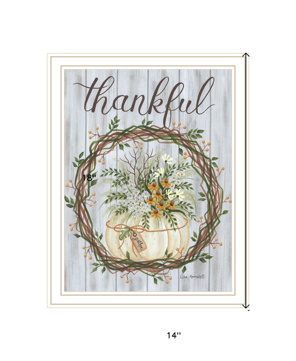 Homeroots Thankful Wreath Rustic Framed Print Wall Art - Trendy Home Decor For Modern Farmhouse Style White Wood 529988