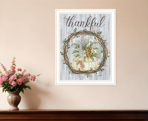 Homeroots Thankful Wreath Rustic Framed Print Wall Art - Trendy Home Decor For Modern Farmhouse Style White Wood 529988