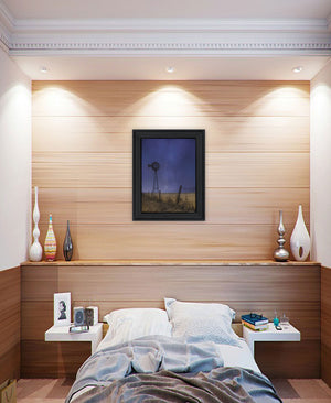 Homeroots Starlit Night Black Framed Print Wall Art - Rustic Modern Décor For Stylish Home Interiors & Spaces  Wood 529989