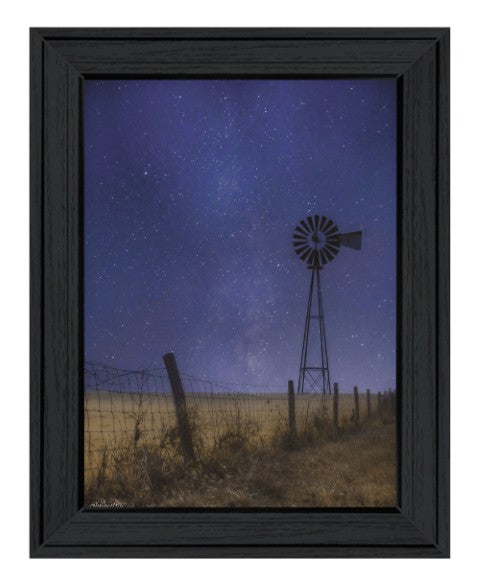 Homeroots Starlit Night Black Framed Print Wall Art - Rustic Modern Décor For Stylish Home Interiors & Spaces  Wood 529989