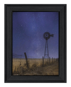Homeroots Starlit Night Black Framed Print Wall Art - Rustic Modern Décor For Stylish Home Interiors & Spaces  Wood 529989