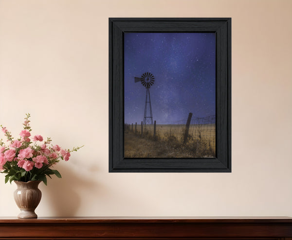 Homeroots Starlit Night Black Framed Print Wall Art - Rustic Modern Décor For Stylish Home Interiors & Spaces  Wood 529989