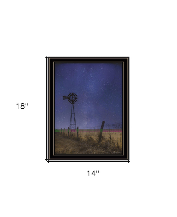 Homeroots Starlit Night Wall Art Print – Rustic Black Framed Decor To Transform Your Space With Style Black And Gold Wood 529990