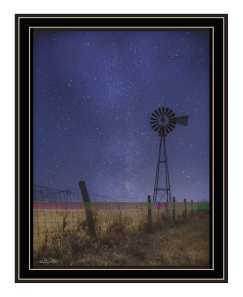 Homeroots Starlit Night Wall Art Print – Rustic Black Framed Decor To Transform Your Space With Style Black And Gold Wood 529990