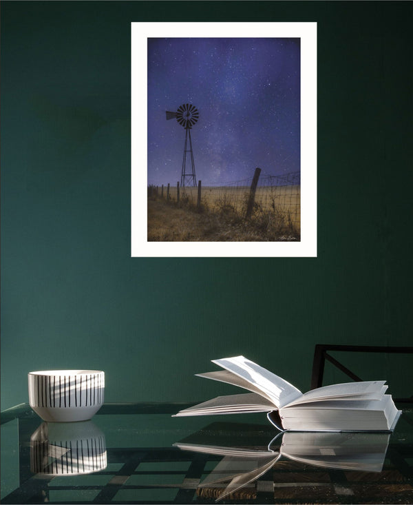 Homeroots Starlit Night White Framed Print Wall Art - Stylish Rustic Decor For Trendy Farmhouse Interiors  Wood 529991